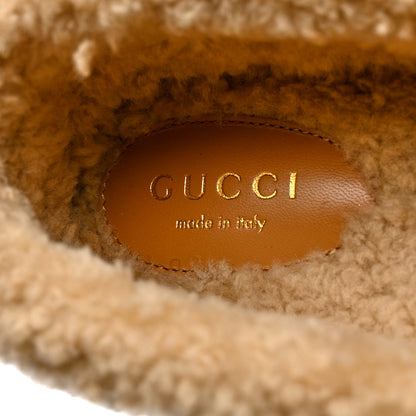Gucci Shearling Interlocking G Womens Elea Lug Sole Loafers 37.5 Butterscotch Cocoa Beige 6 of 8