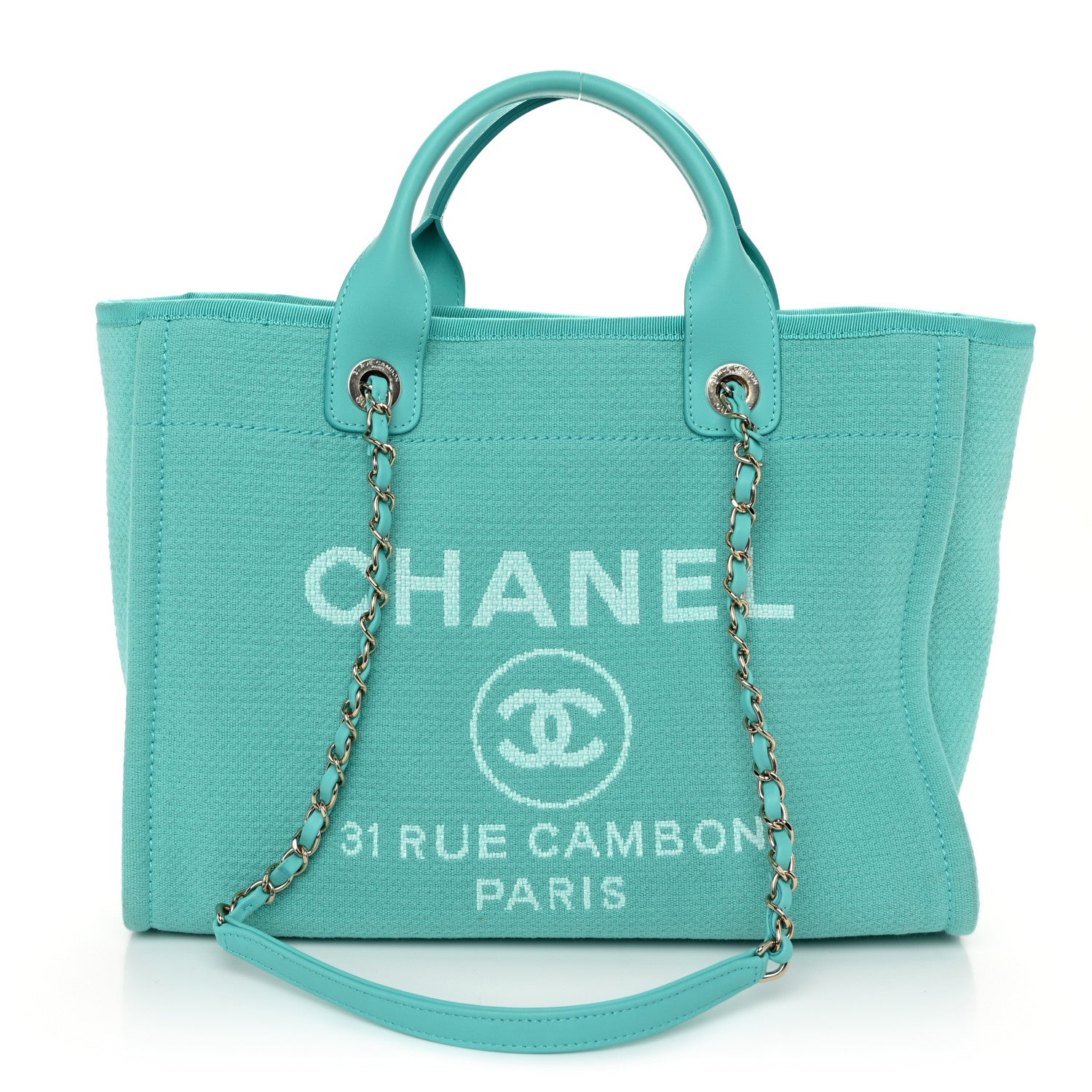 Chanel Mixed Fibers Small Deauville Tote Turquoise 1 of 12