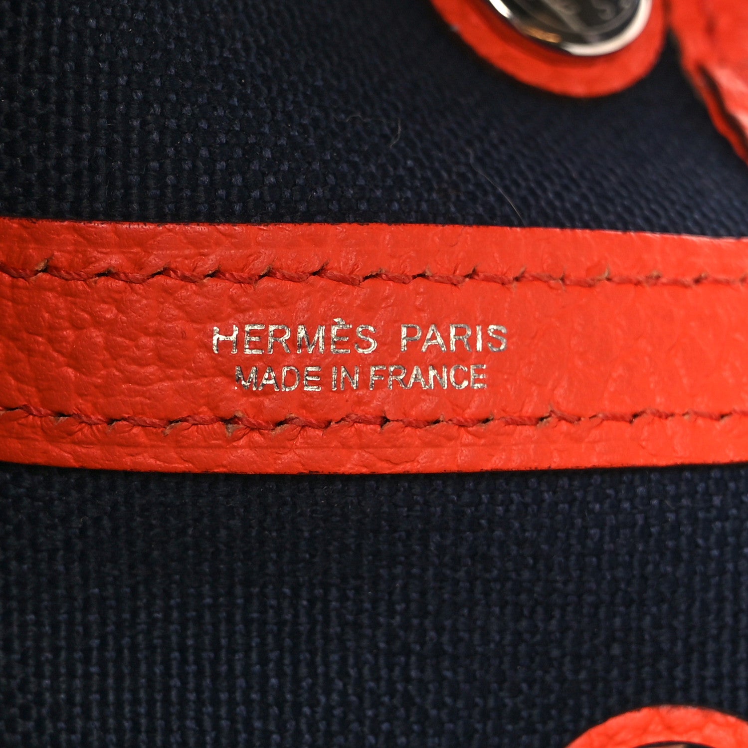 Hermes Military Toile Vache Country Garden Party Tote 30 TPM Bleu Marine Orange Poppy 5 of 9