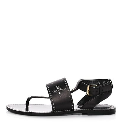 Louis Vuitton Soft Calfskin Perforated Horizon Flat Sandals 38 Black 1 of 10