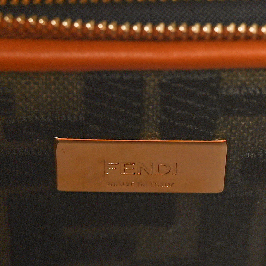 Fendi Vitello Seta Canvas FF Embroidered Mini Peekaboo Iconic Satchel Brandy Amazzonia 7 of 9