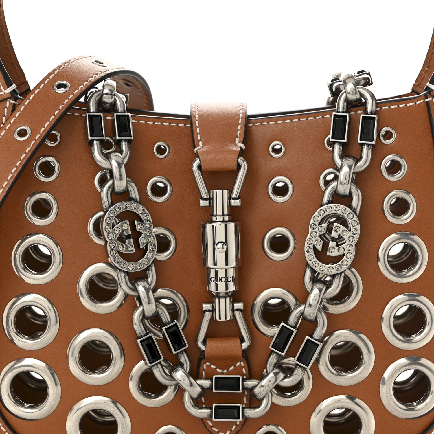 Gucci Calfskin Ha Ha Ha Jackie 1961 Eyelet Hobo Cuir 7 of 10