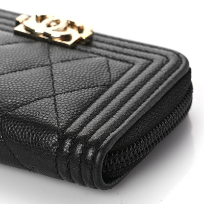 Chanel Caviar Quilted Boy Zip Around Coin Purse Wallet Black 9 of 10