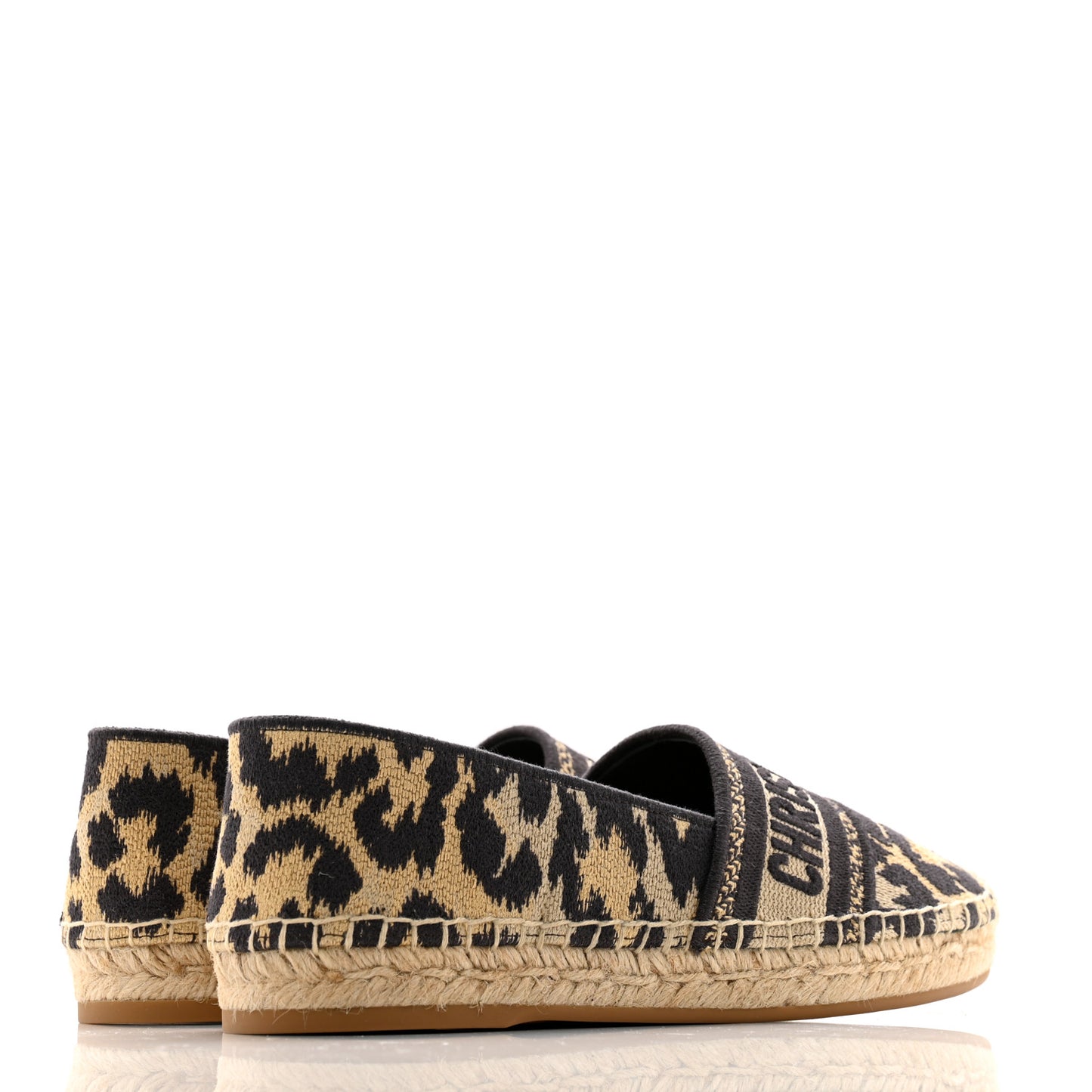 Cotton Embroidered Leopard Print Granville Espadrille 37 Natural