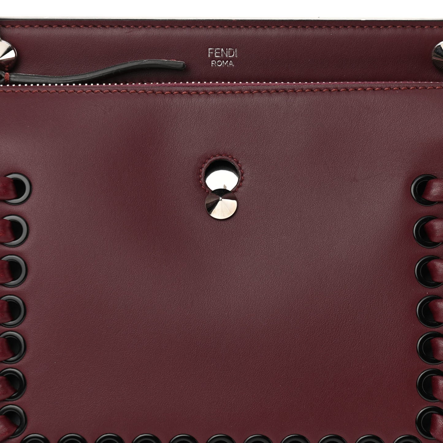Vitello Baltico Dolce Shiny Nappa Lace Up DotCom Satchel Bordeaux
