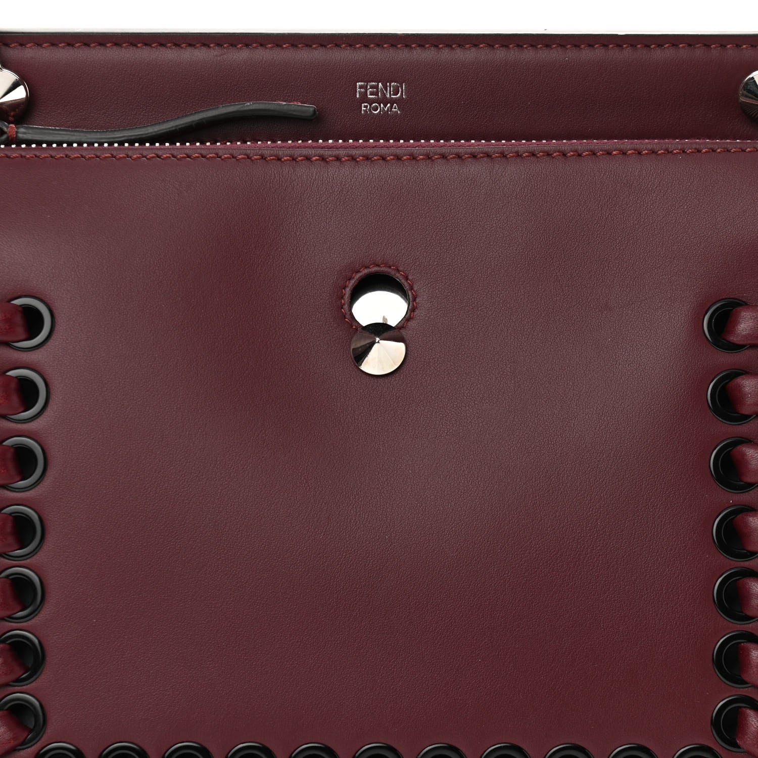 Fendi Vitello Baltico Dolce Shiny Nappa Lace Up DotCom Satchel Bordeaux 11 of 19
