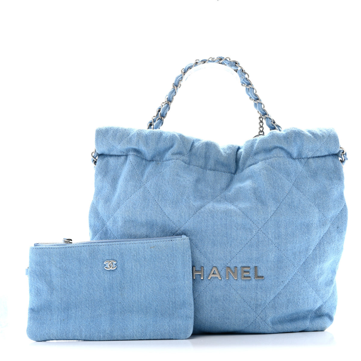 Chanel Denim Quilted Small Chanel 22 Light Blue 2 of 10