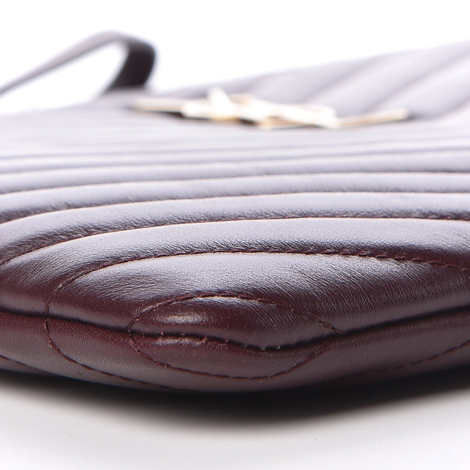 Saint Laurent Calfskin Matelasse Chevron Monogram A5 Wristlet Bordeaux 8 of 10