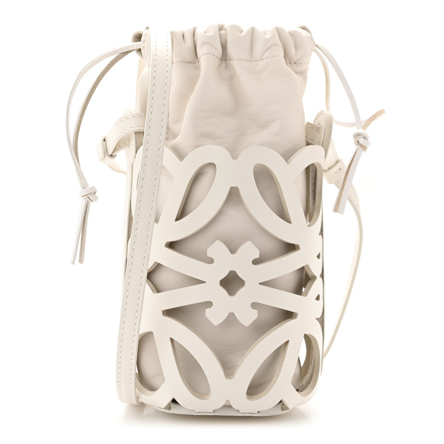 Nappa Calfskin Cutout Anagram Pocket Crossbody Bag White Glaze