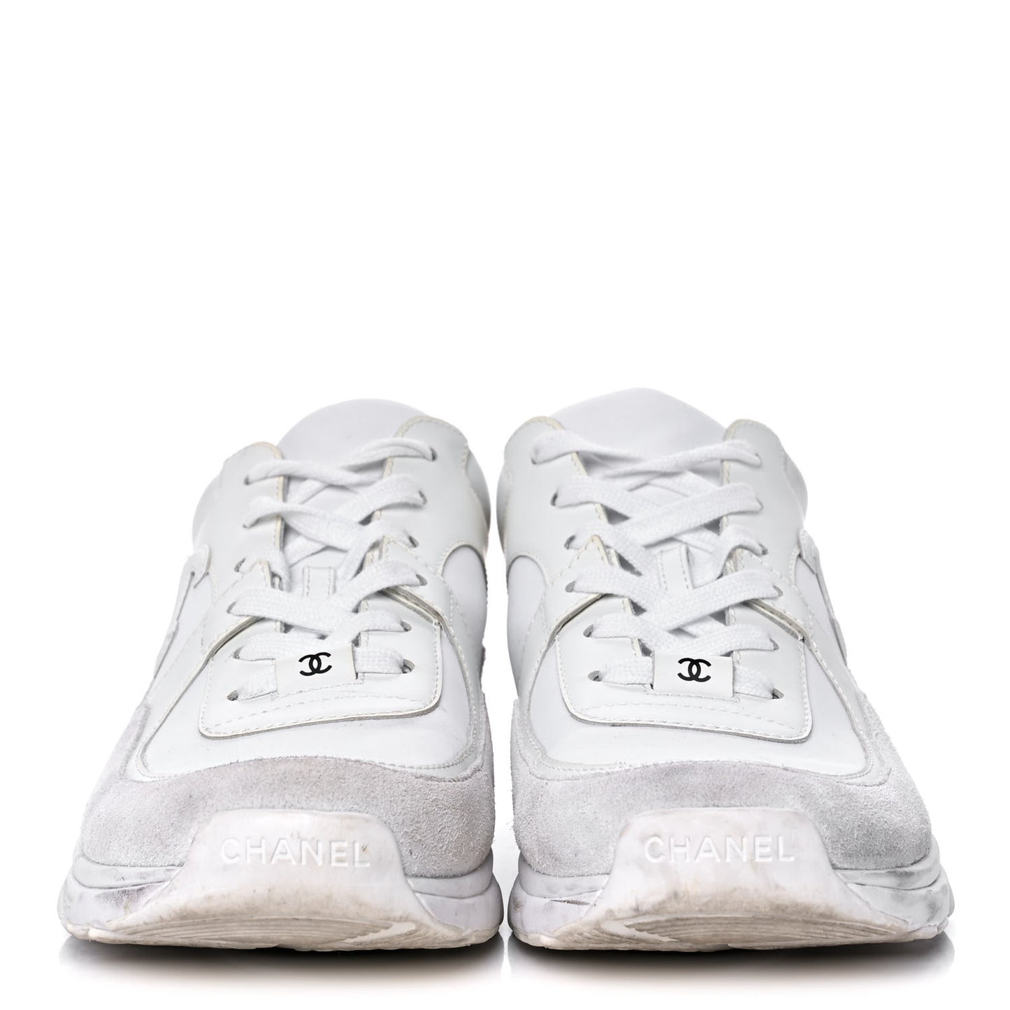 Suede Calfskin Fabric CC Sneakers 40.5 White