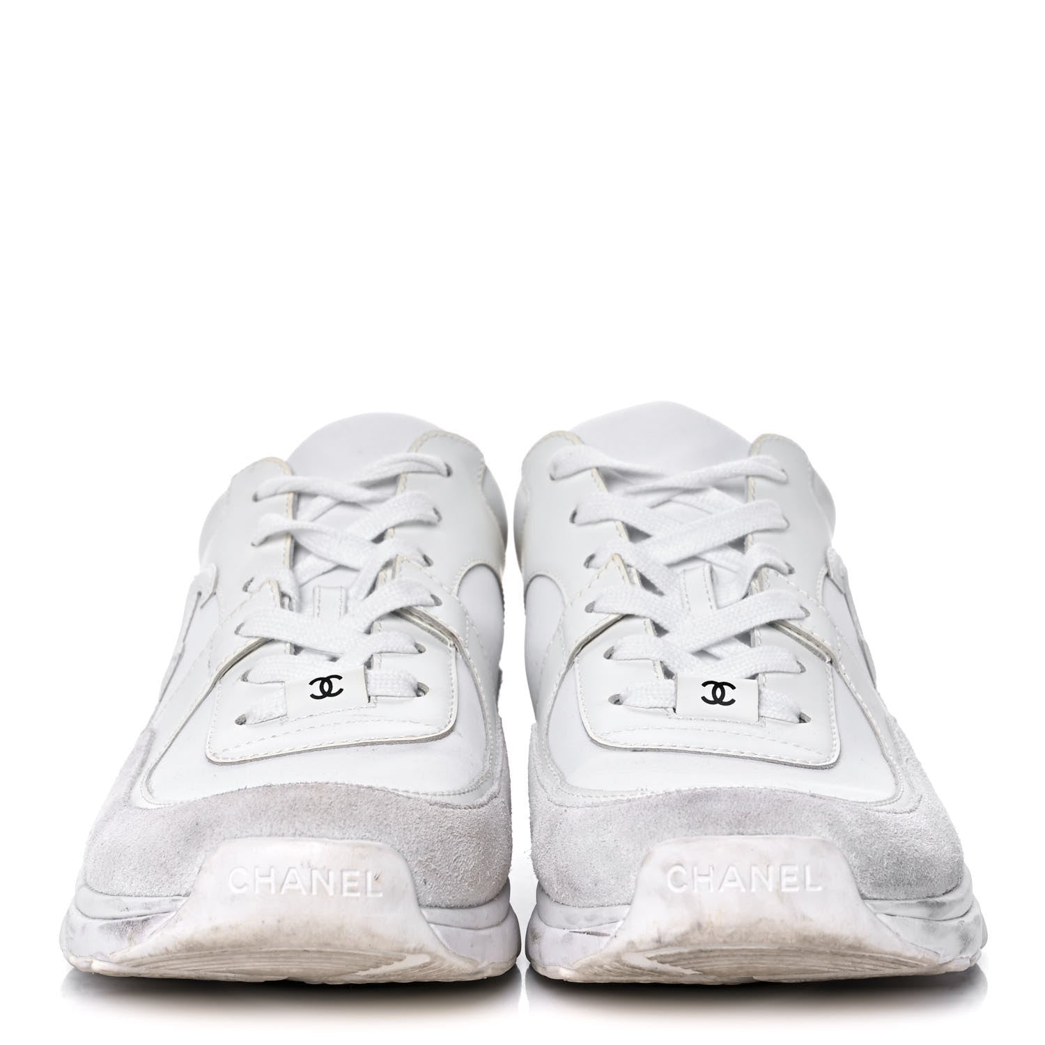 Chanel Suede Calfskin Fabric CC Sneakers 40.5 White 2 of 10