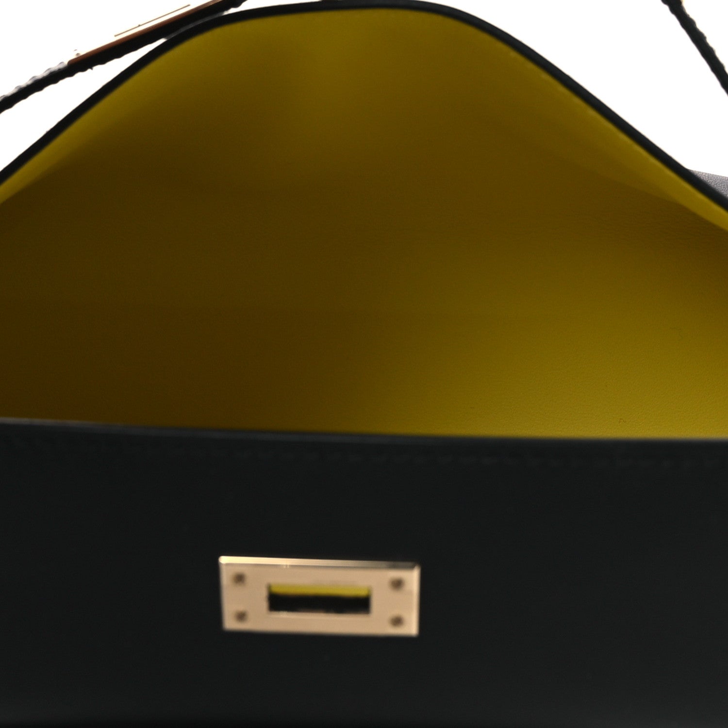 Hermes Swift Horseshoe Kelly Pochette Clutch Black Lime 5 of 12