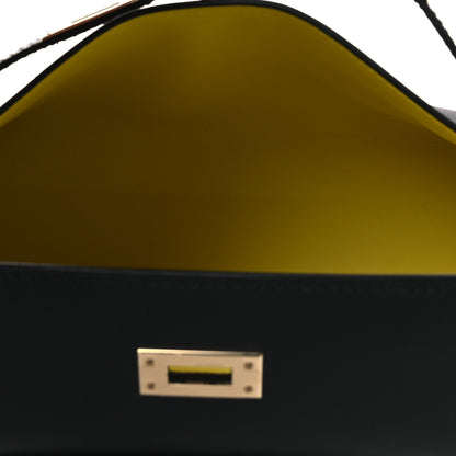 Hermes Swift Horseshoe Kelly Pochette Clutch Black Lime 5 of 12