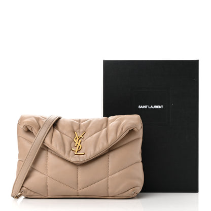 Saint Laurent Lambskin Quilted Toy Loulou Puffer Monogram Chain Satchel Dark Beige 20 of 20