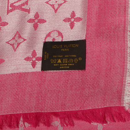 Louis Vuitton Wool Silk Monogram Denim Shawl Pivoine 5 of 5