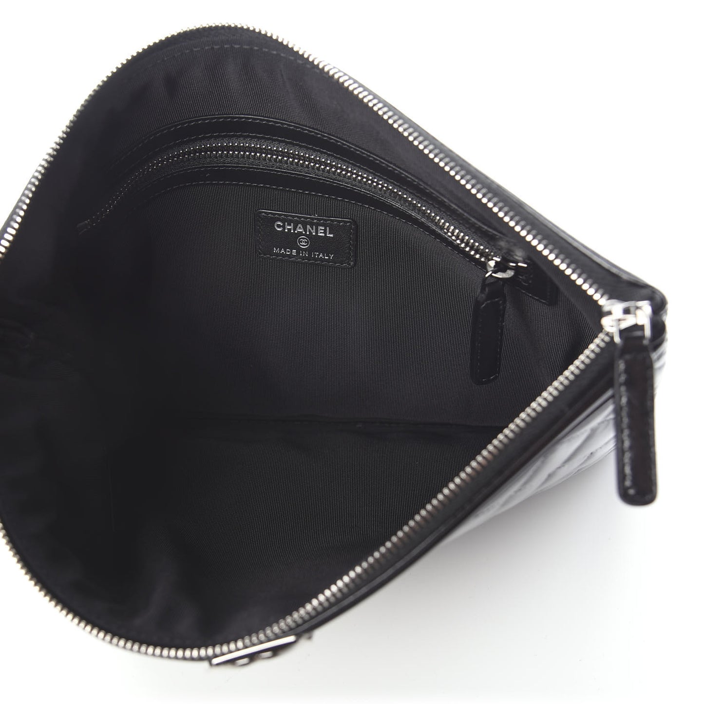Patent Calfskin Quilted Medium Boy Cosmetic Case Black