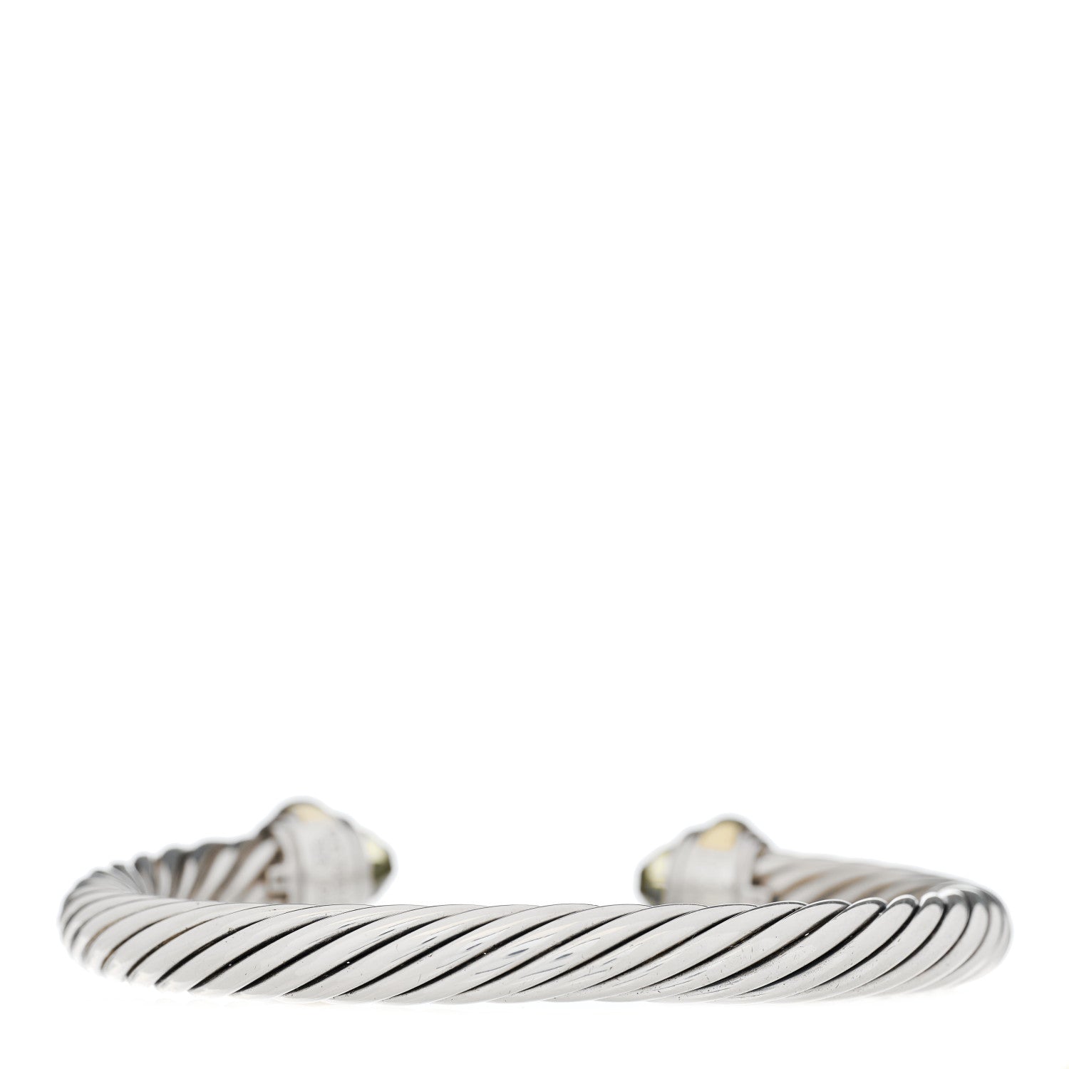 David Yurman Sterling Silver 14K Yellow Gold Prasiolite 7mm Cable Classics Bracelet 1 of 3