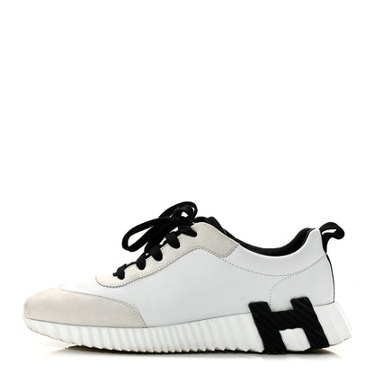 Hermes Sport Goatskin Suede Goatskin Bouncing Sneakers 40 White Black 1 of 10