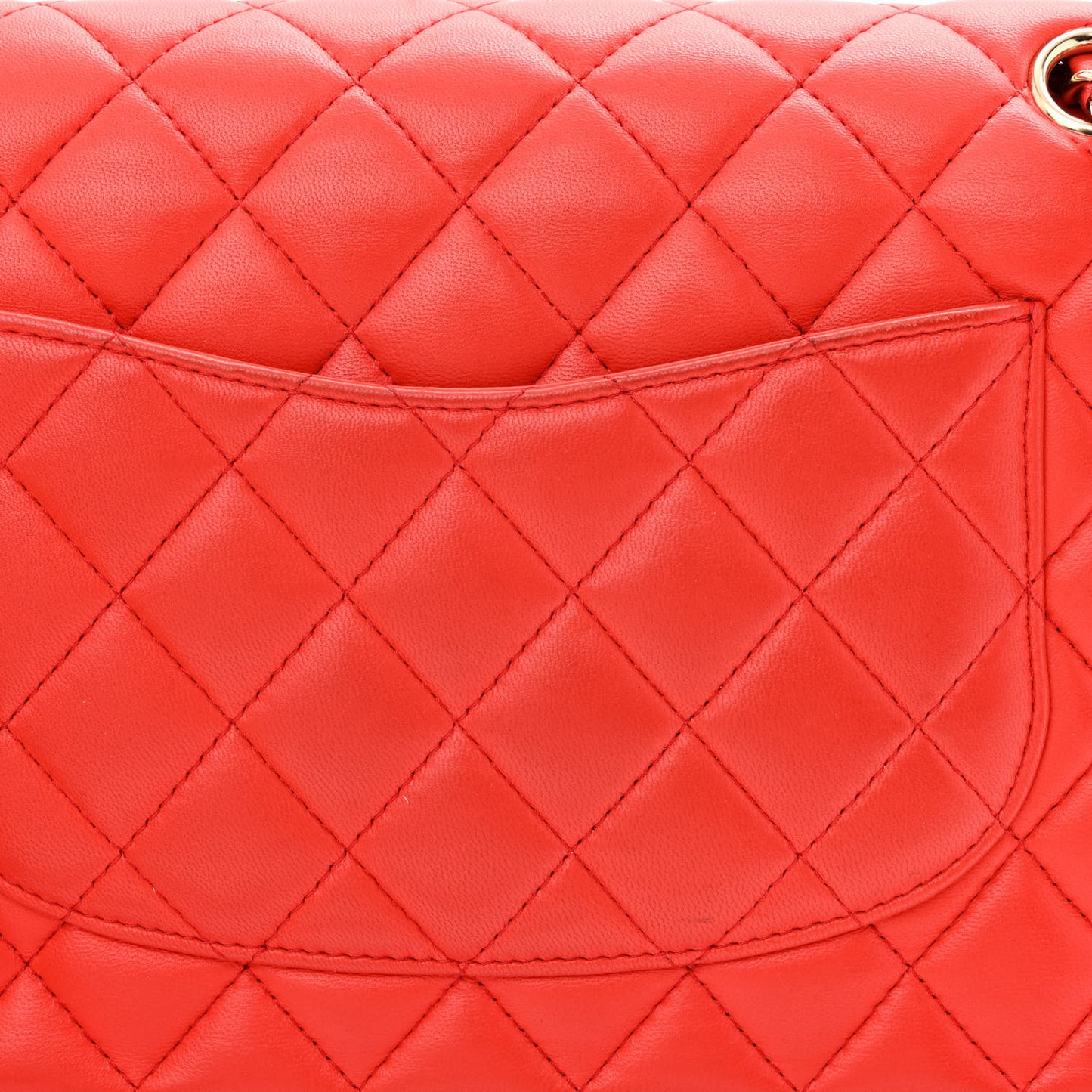 Lambskin Quilted Medium Double Flap Red