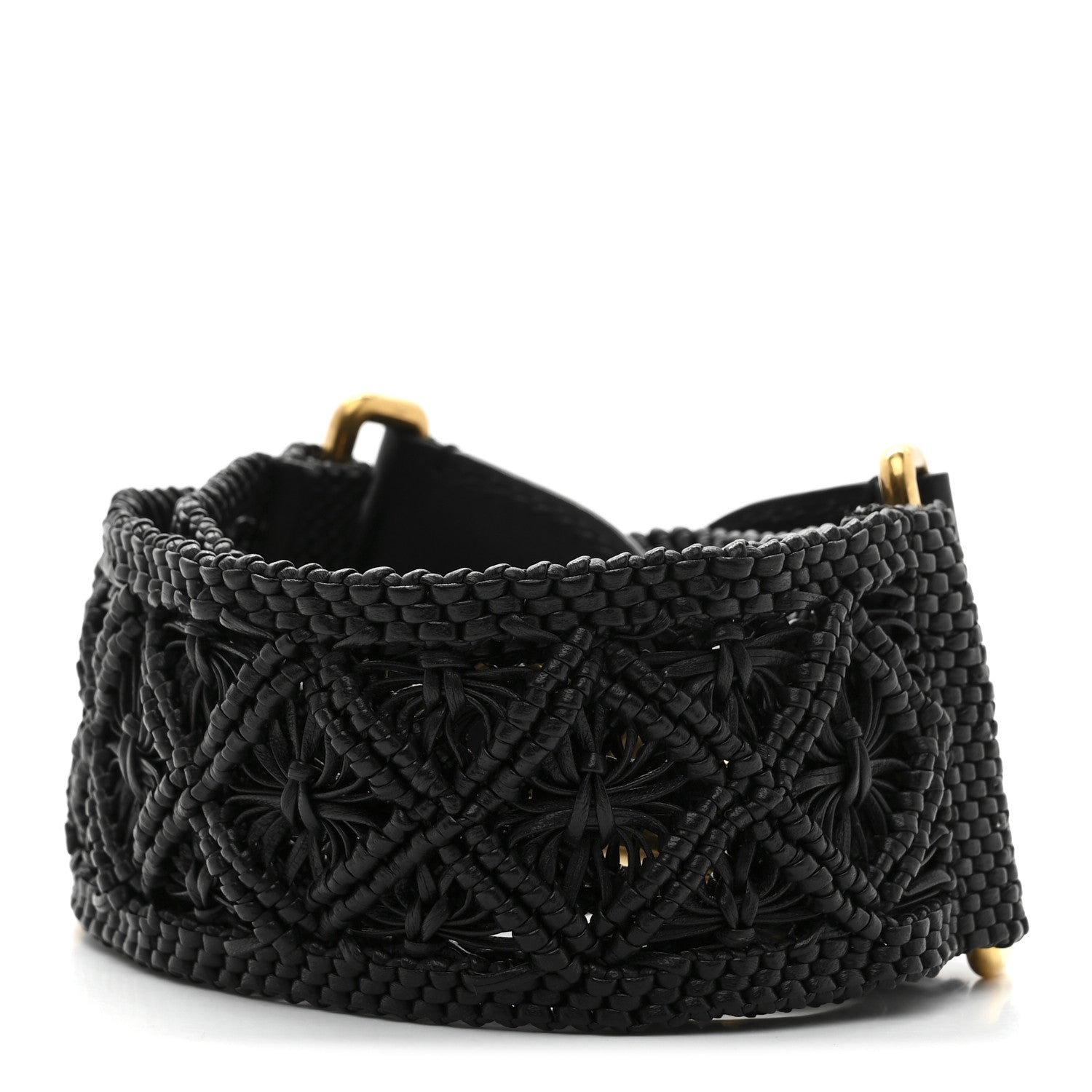 Christian Dior Lambskin Raffia Woven Shoulder Strap Black 2 of 4