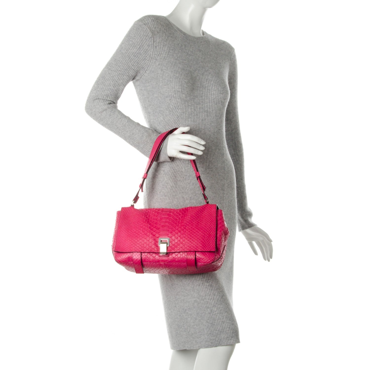 Proenza Schouler Python PS Courier Bag Hot Pink 2 of 7