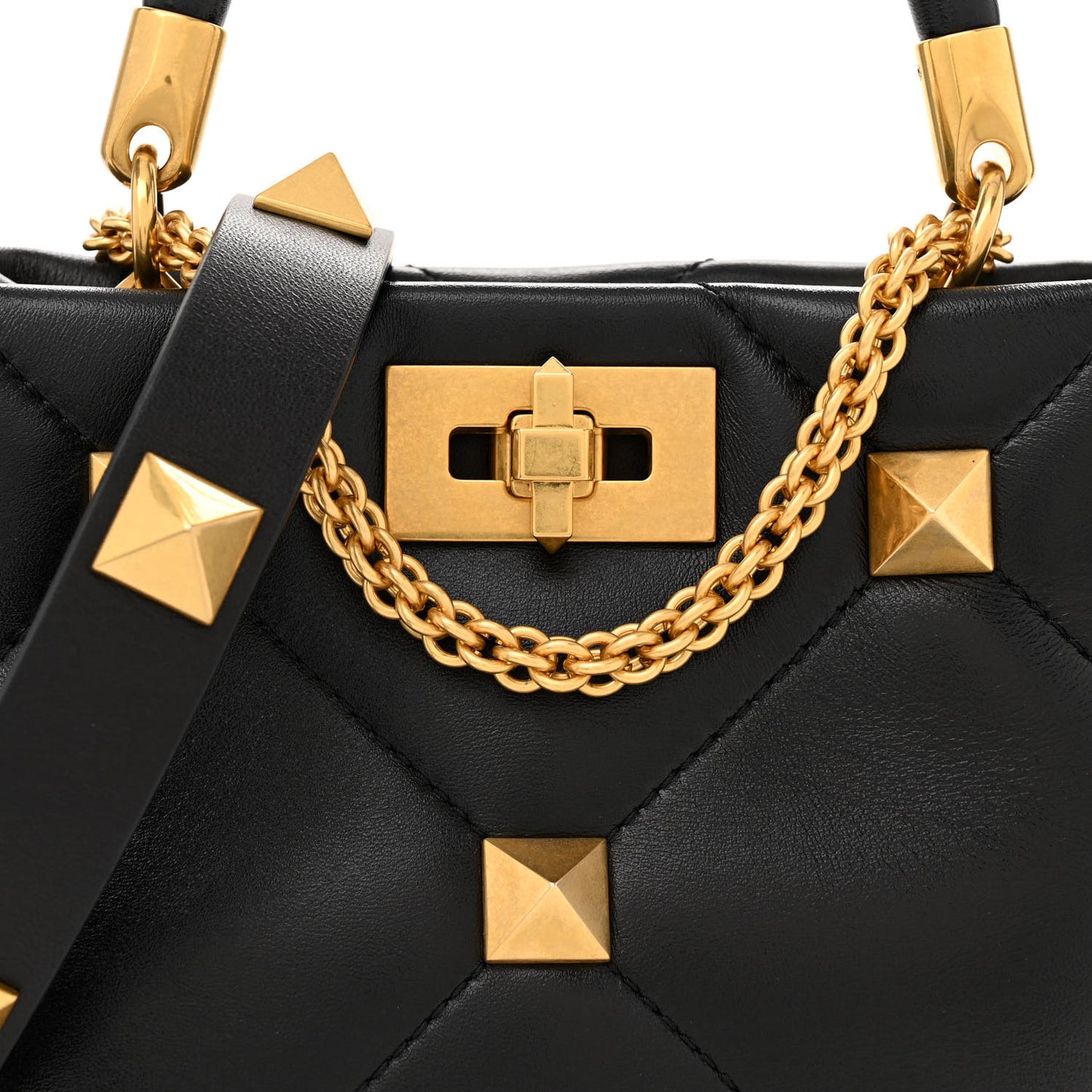 Nappa Small Roman Stud The Handle Bag Black