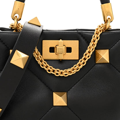 Valentino Garavani Nappa Small Roman Stud The Handle Bag Black 8 of 10