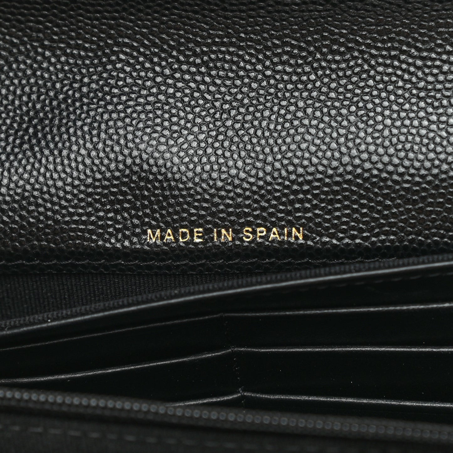 Caviar Quilted Crystal CC Large Gusset Flap Wallet Black