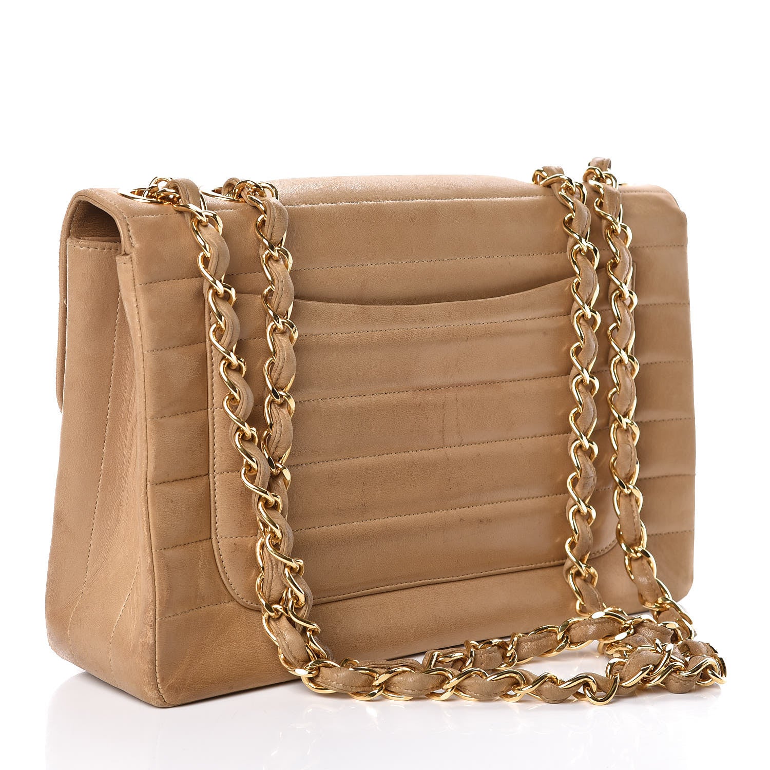Chanel Lambskin Horizontal Quilt Jumbo Single Flap Beige 4 of 19