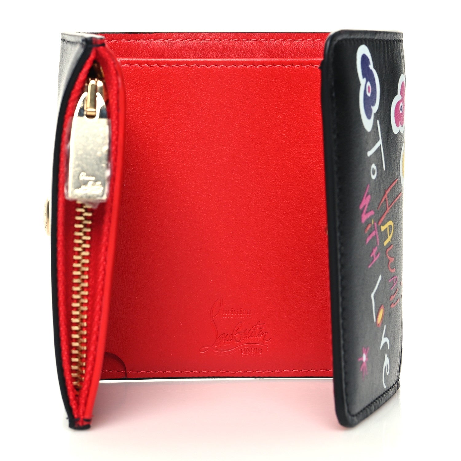 Christian Louboutin Calfskin Script Mini Loubigaga Wallet Black 5 of 8