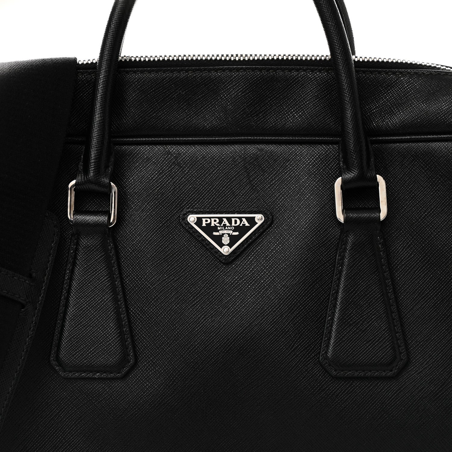 Prada Saffiano Travel Briefcase Black 7 of 9