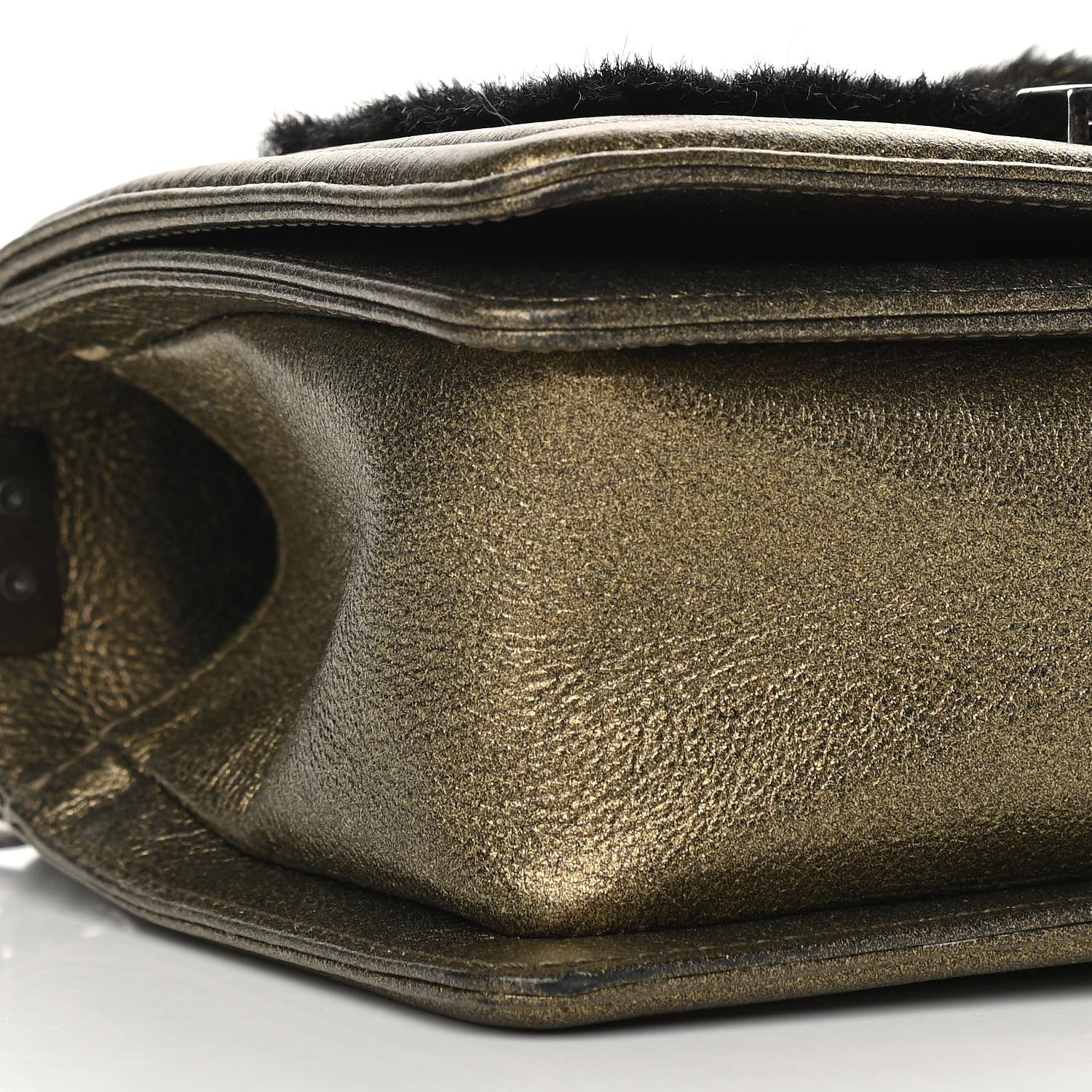 Chanel Metallic Calfskin Fur Small Boy Flap Gold 9 of 10
