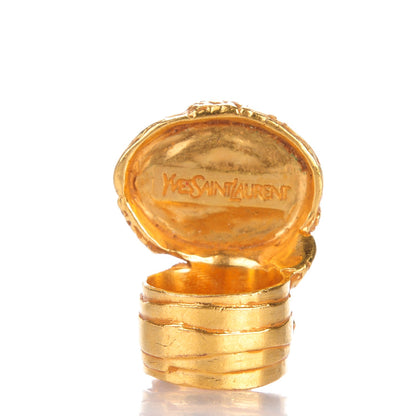 Saint Laurent Glass Cabochon Arty Ovale Ring 7 Gold Turquoise 3 of 3