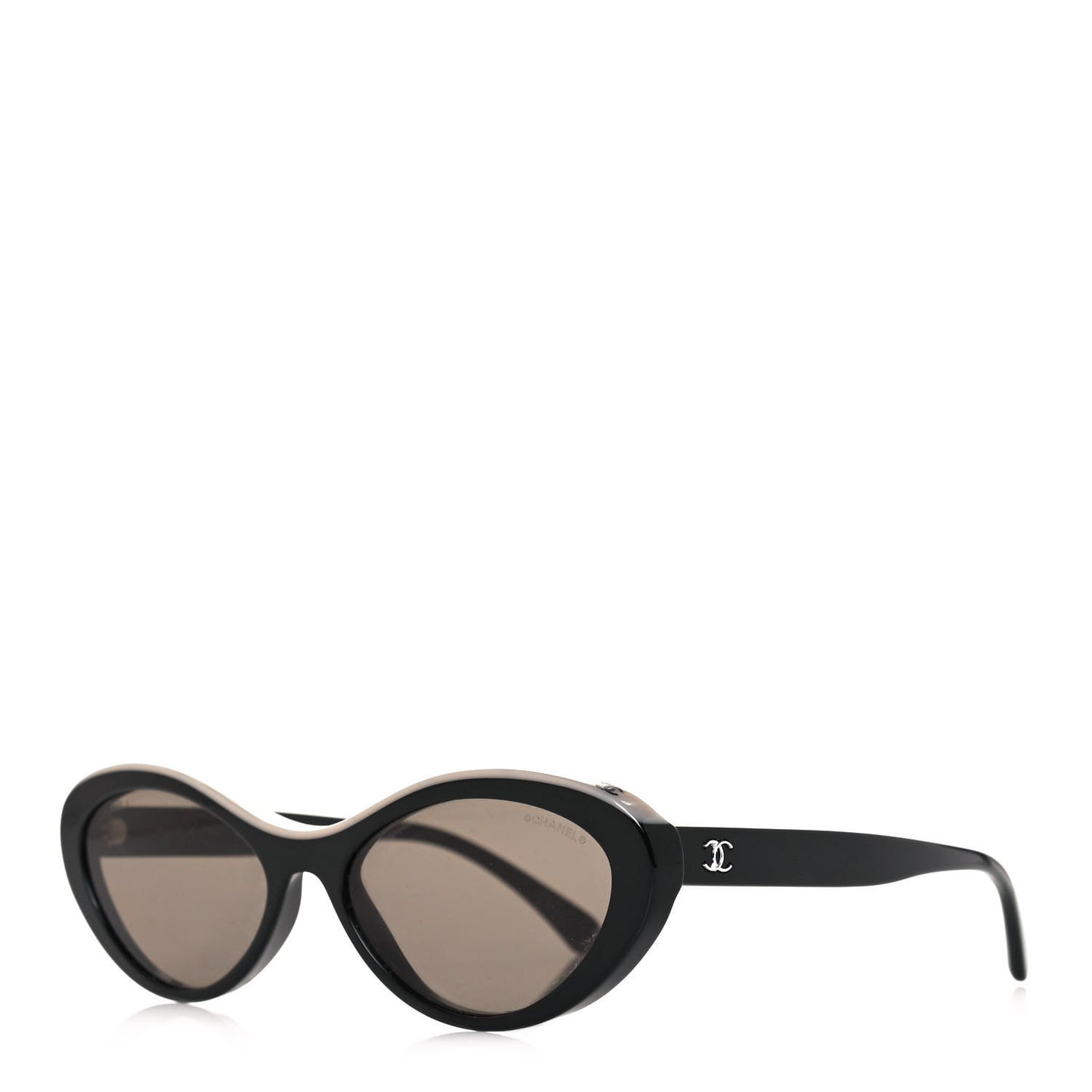 Acetate Oval Sunglasses 5416 Black Beige