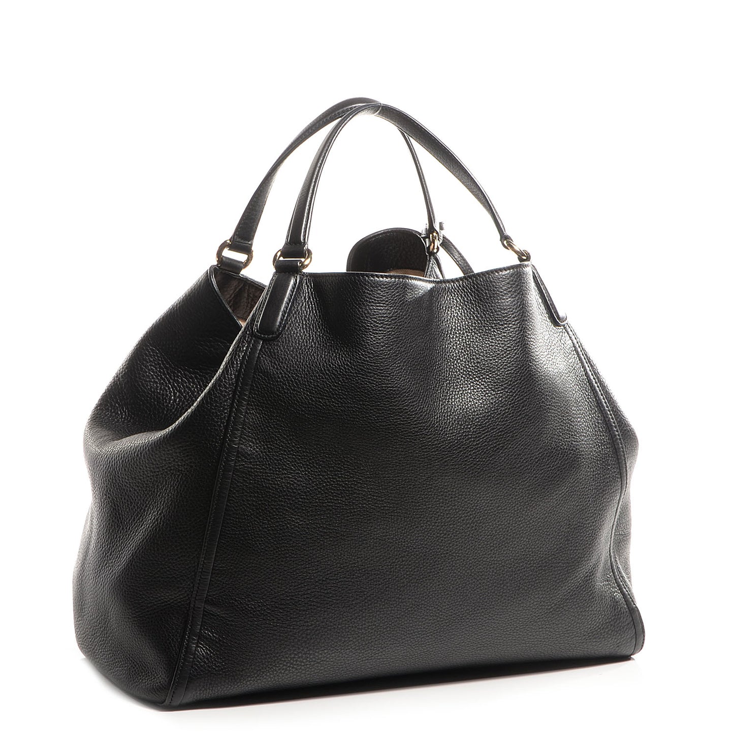 Pebbled Calfskin Large Soho Shoulder Bag Black