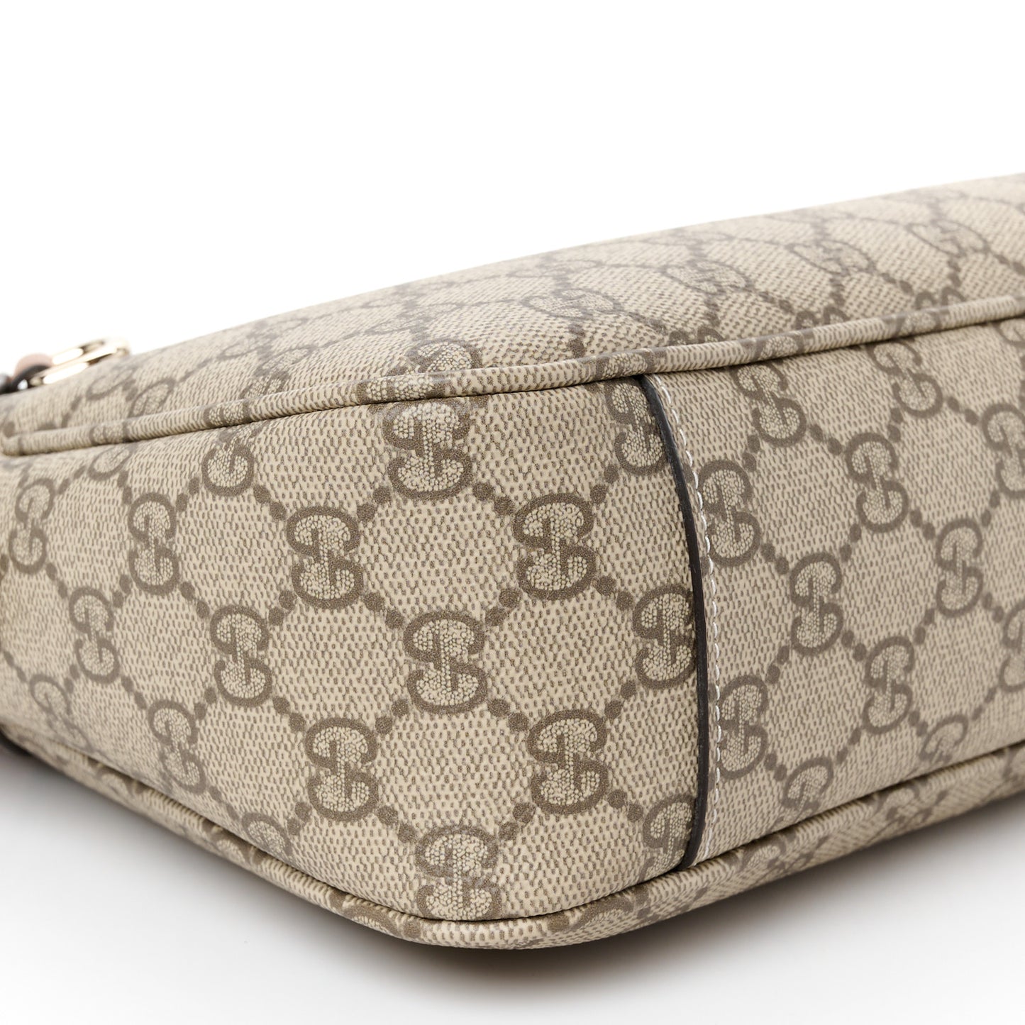 GG Supreme Monogram Emblem Medium Shoulder Bag Beige Dark Brown