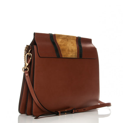 Chloe Suede Calfskin Patchwork Medium Faye Shoulder Bag Tobacco 3 of 9