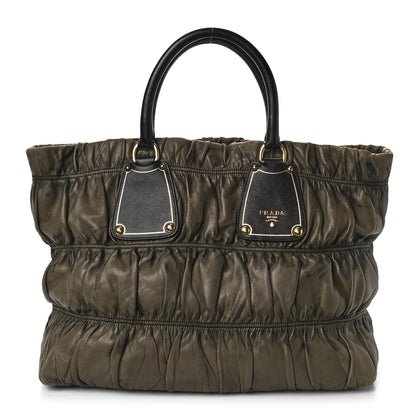 Prada Nappa Gaufre Tote Green 1 of 11