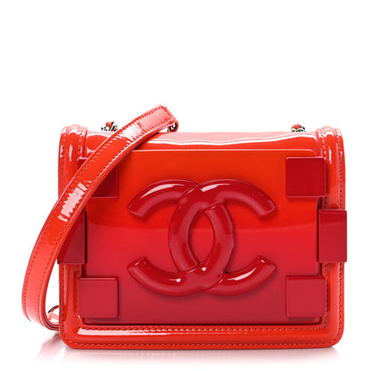 Chanel Plexiglass Patent Mini Boy Brick Flap Orange Red 1 of 10