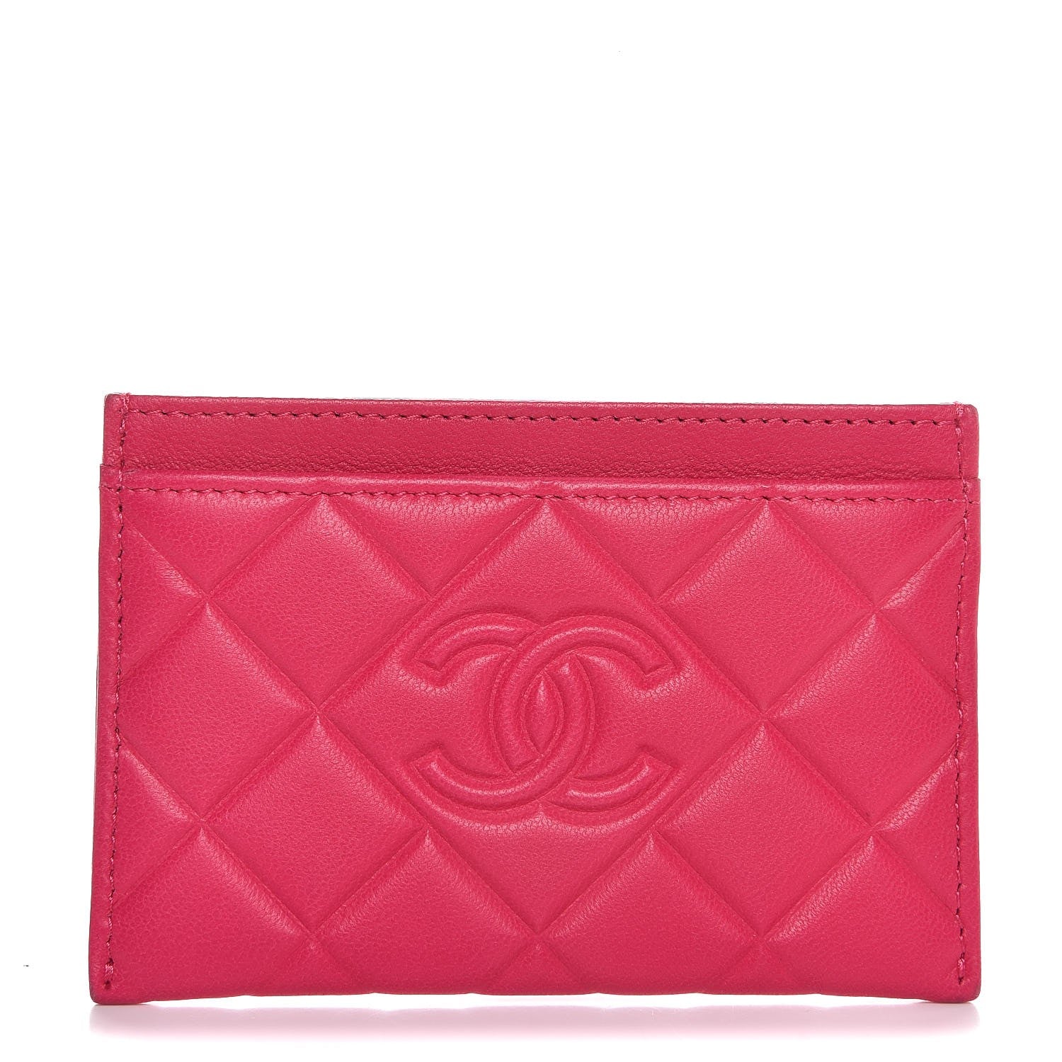 Chanel Lambskin Quilted Diamond CC Card Holder Fuchsia 1 of 9