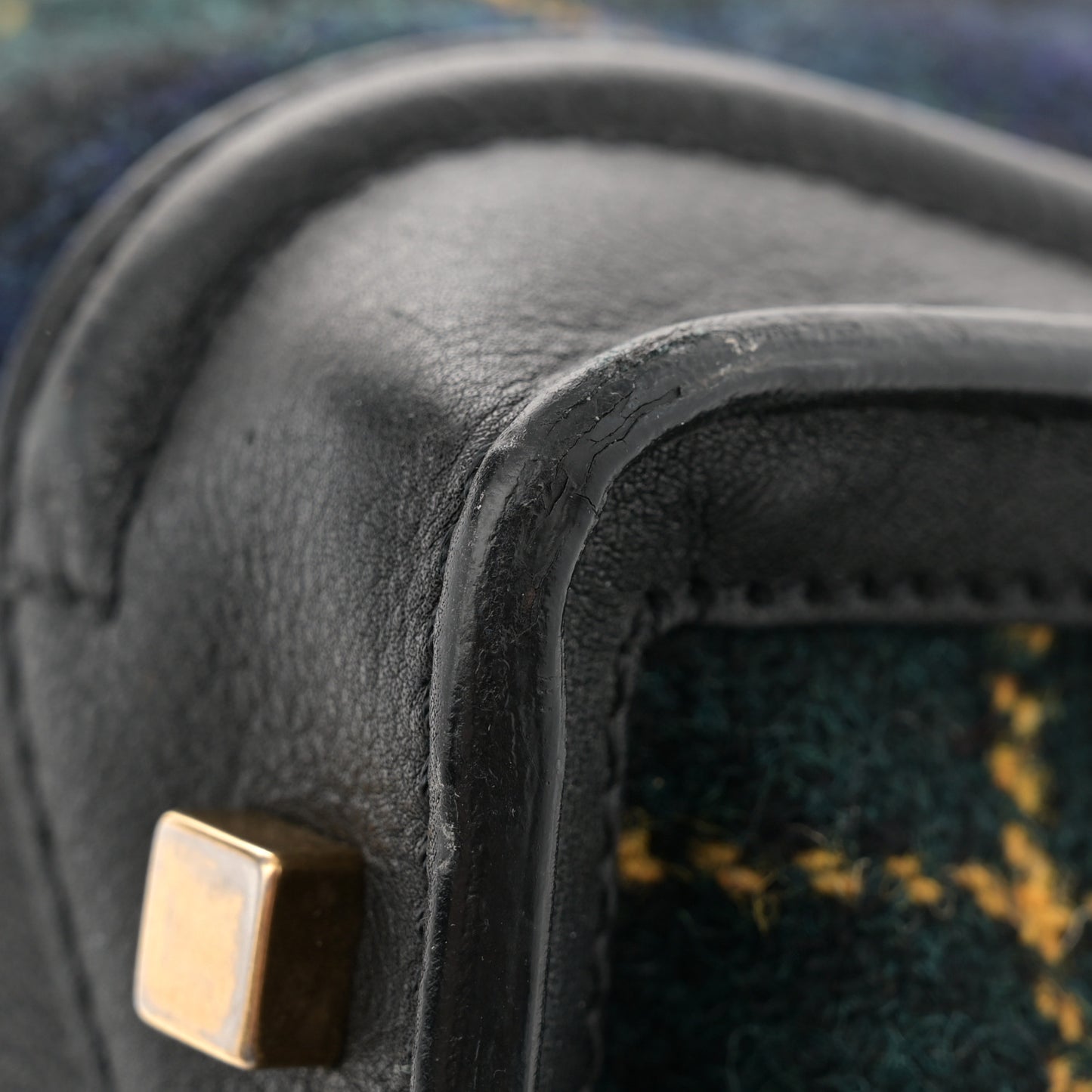 Smooth Calfskin Tweed Tartan Mini Luggage Midnight