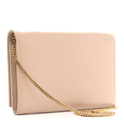 Saint Laurent Glossy Calfskin Monogram Chain Wallet Dark Beige 3 of 14