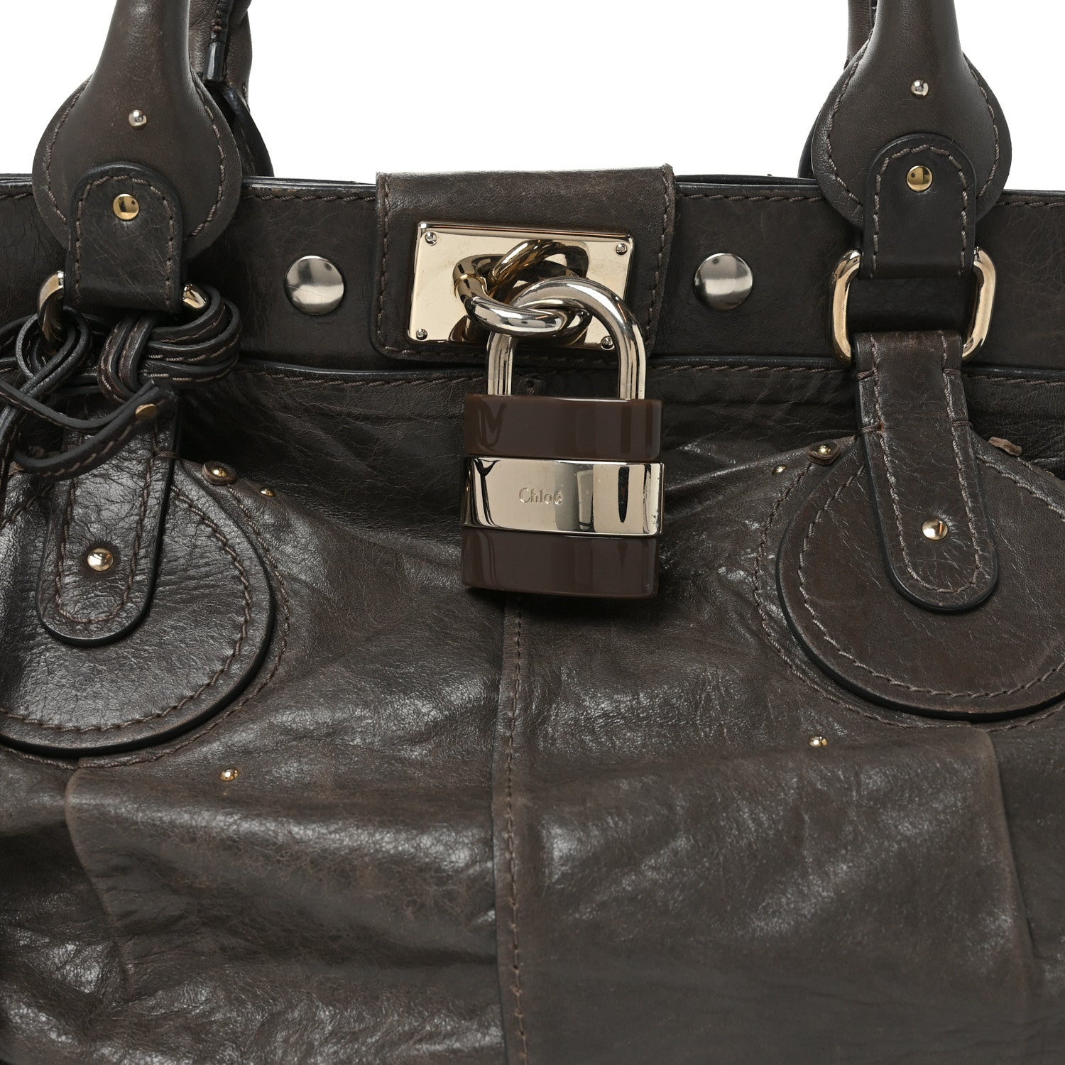 Chloe Calfskin Paddington Tote Grey 8 of 10