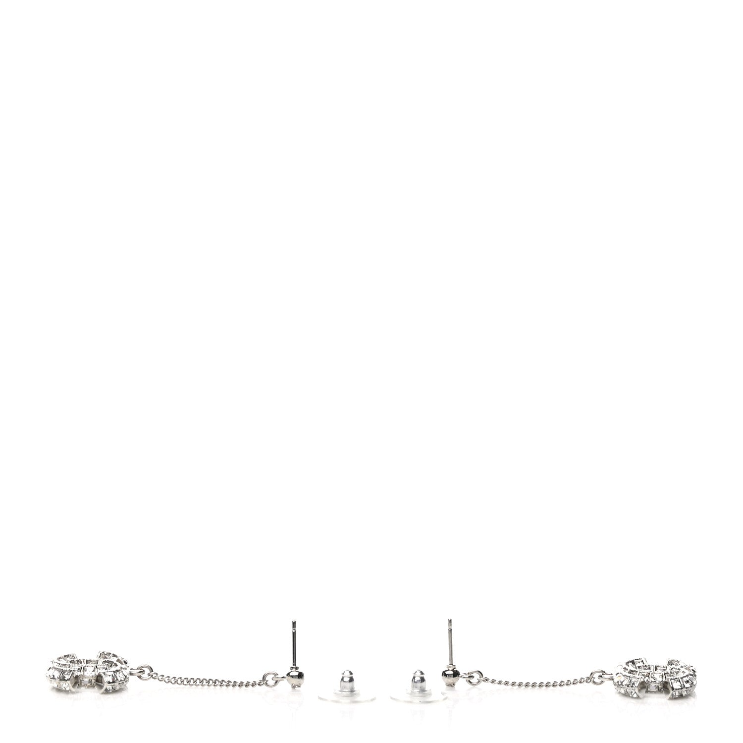Chanel Baguette Crystal CC Drop Earrings Silver 3 of 4