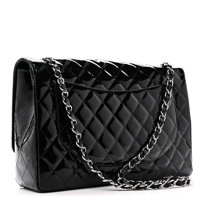Chanel Patent Calfskin Sparkle Quilted Maxi Single Flap Black 3 of 10