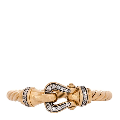 David Yurman 18K Yellow Gold Diamond Petite Buckle Cable Ring 54 7 1 of 4