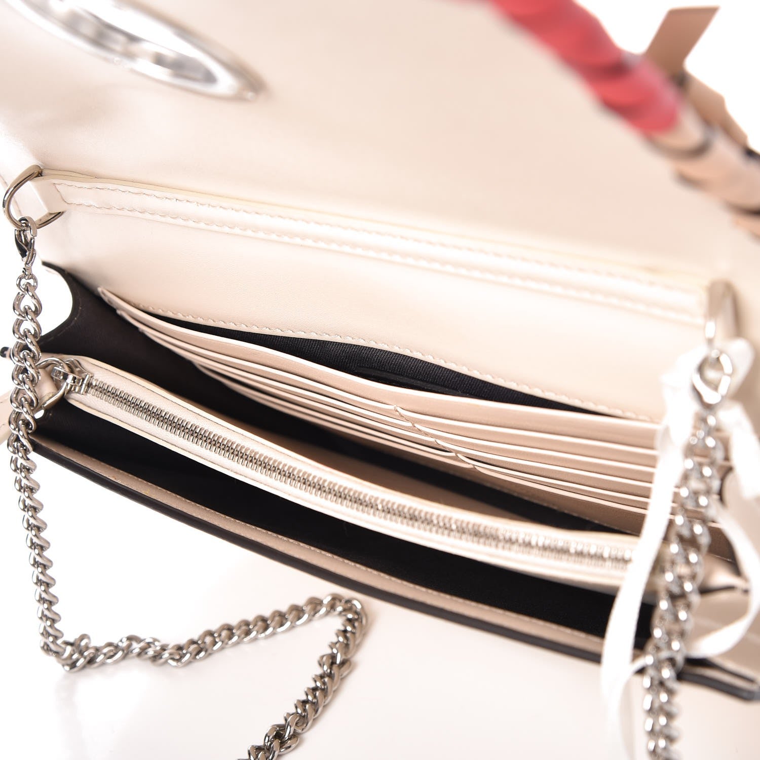 Fendi Vitello Liberty F is Fendi Whipstitch Bow Wallet On Chain Camelia Multicolor 5 of 8