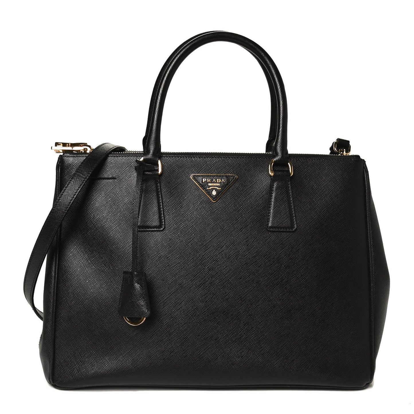 Saffiano Medium Galleria Double Zip Tote Black