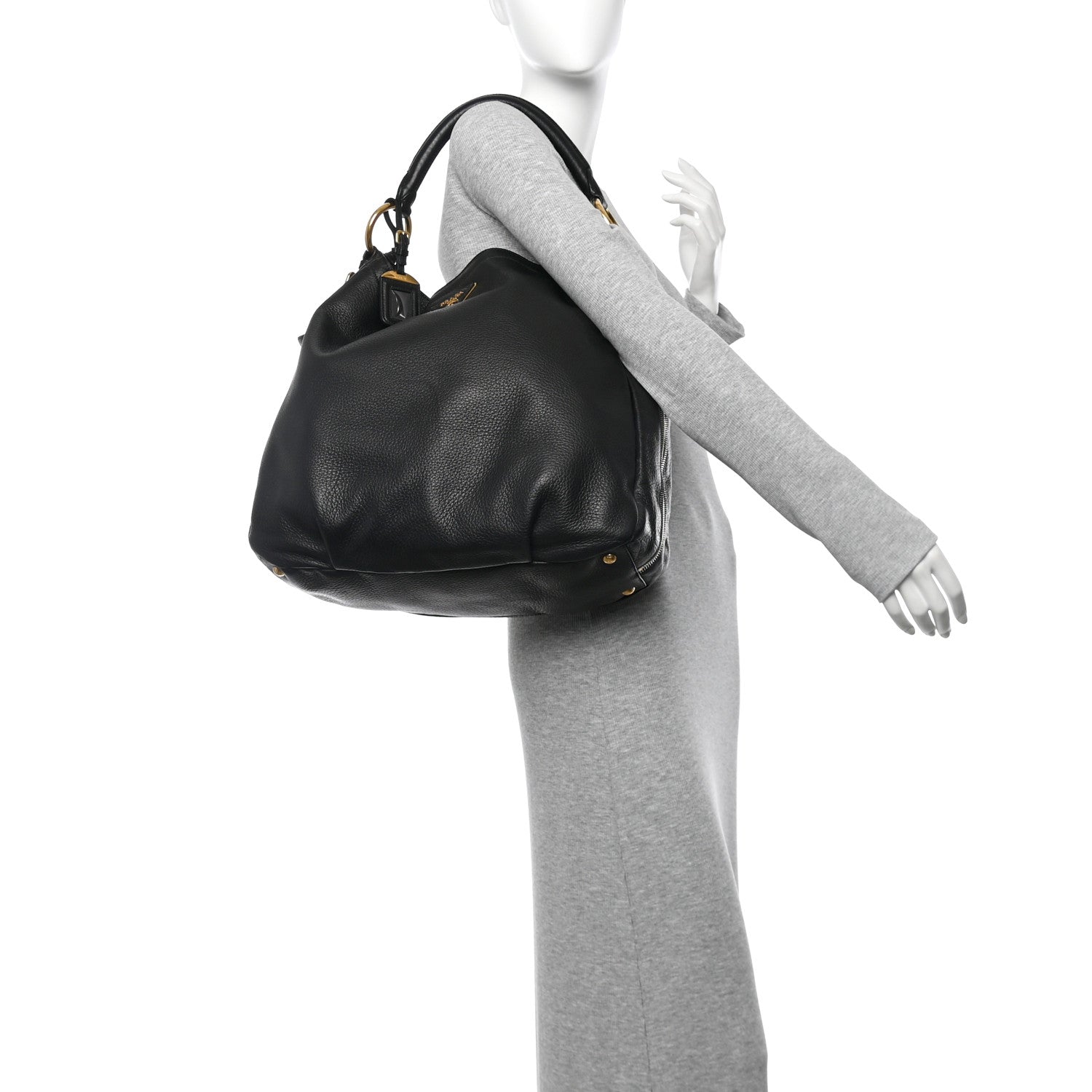 Prada Cervo Antik Hobo Black 2 of 11