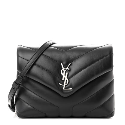 Saint Laurent Calfskin Y Quilted Monogram Toy Loulou Crossbody Bag Black 1 of 11